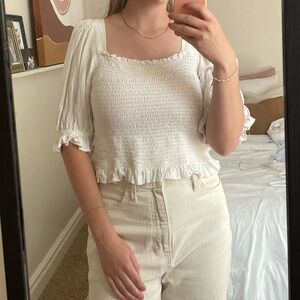 H&M white square neck blouse